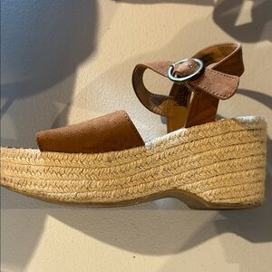 Brown Suede Espadrille Wedge Sandals